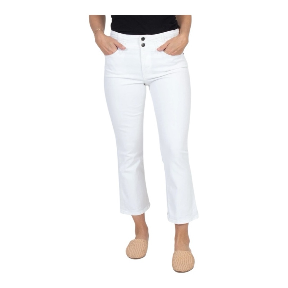 Frame White Le Crop Mini Boot Relaxed Button High Rise Casual Designer Size 27